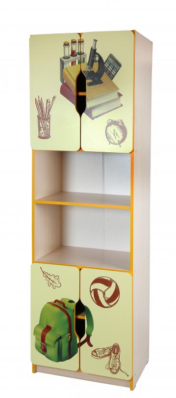 Універсальна напівзакрита стінка "Пізнайко" елемент №4 з фотодруком №1, 4-дверна з полицями, матеріал корпусу - ЛДСП, АЛМАНТ, 600х410х1885 мм.